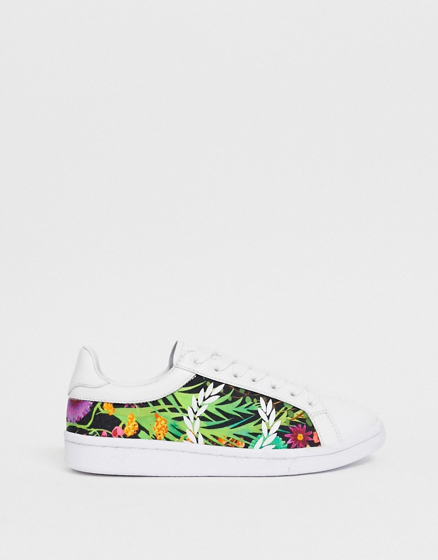 Fred Perry B721 Liberty print leather trainer