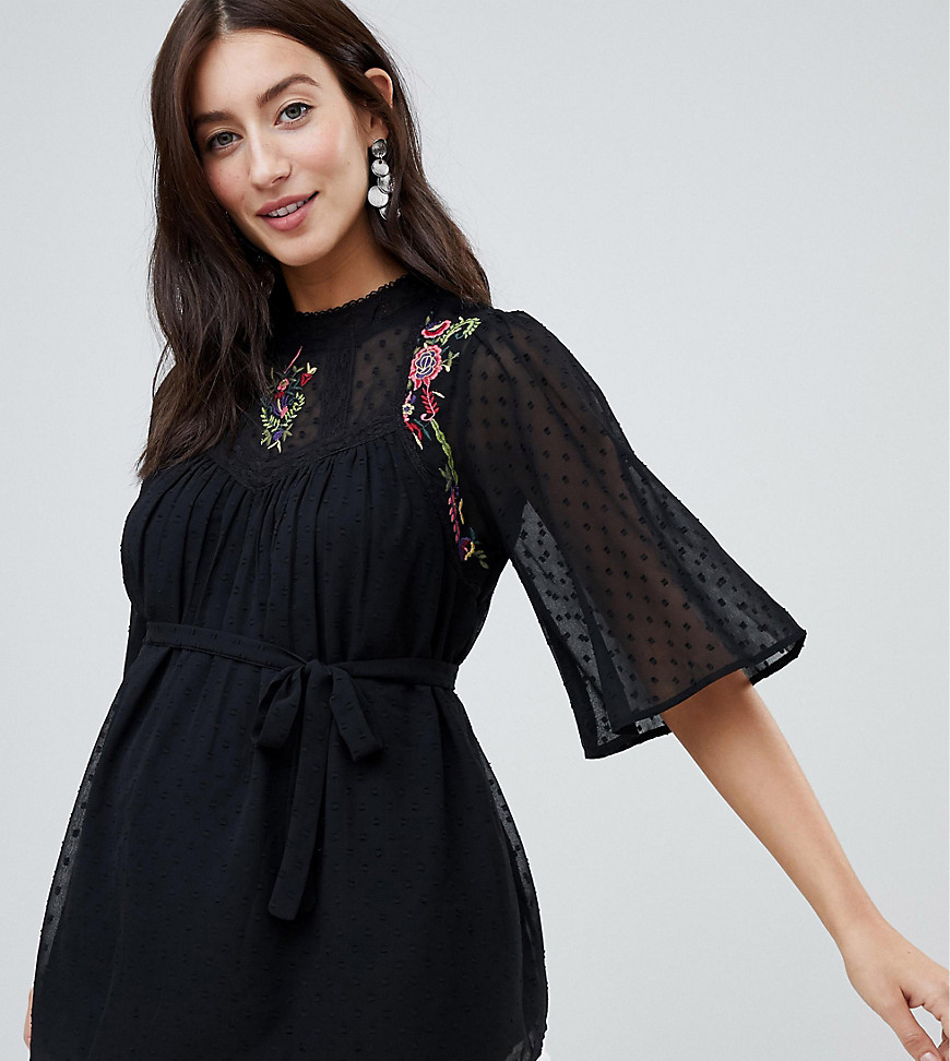 Mamalicious embroidered dobby spot blouse