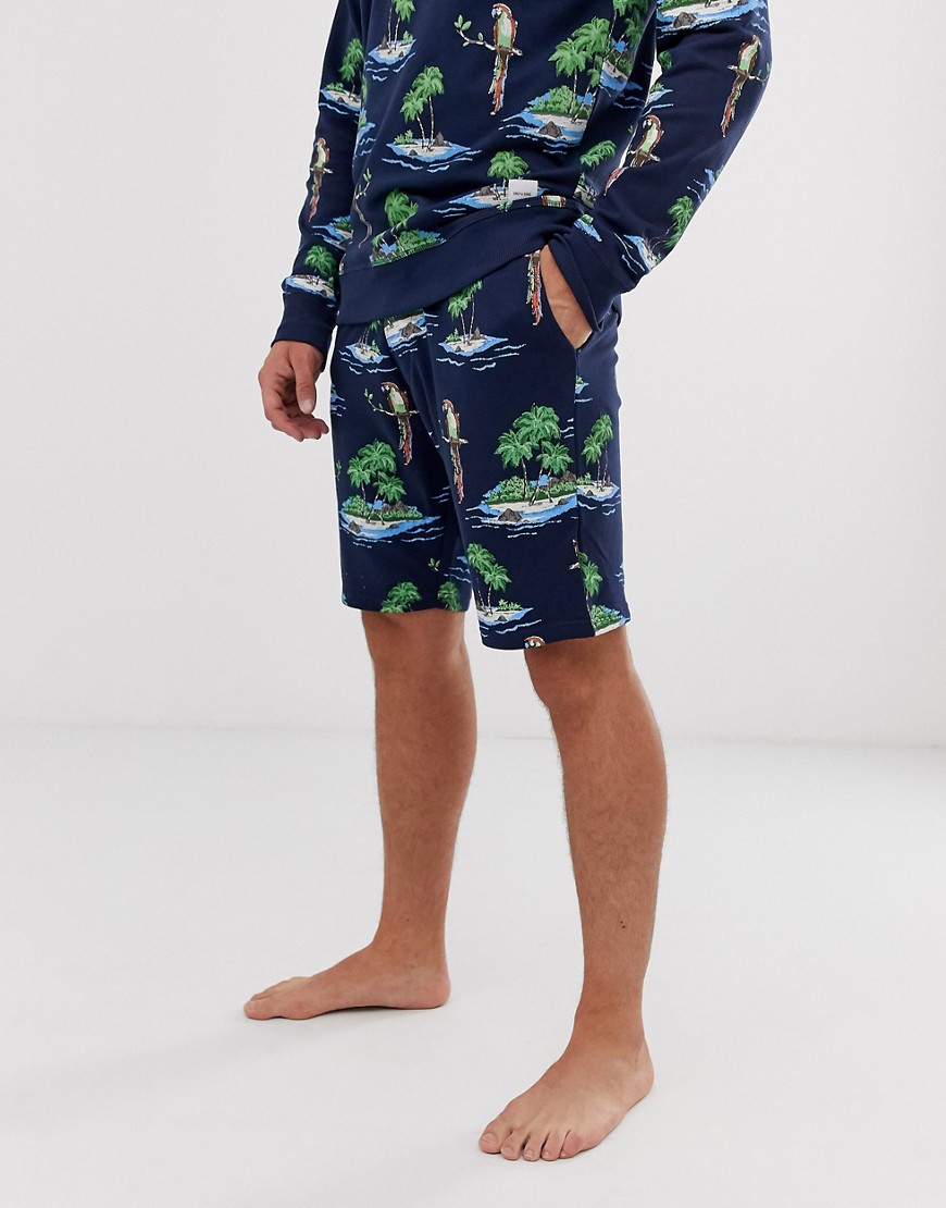 Only & Sons parrot print sweat shorts