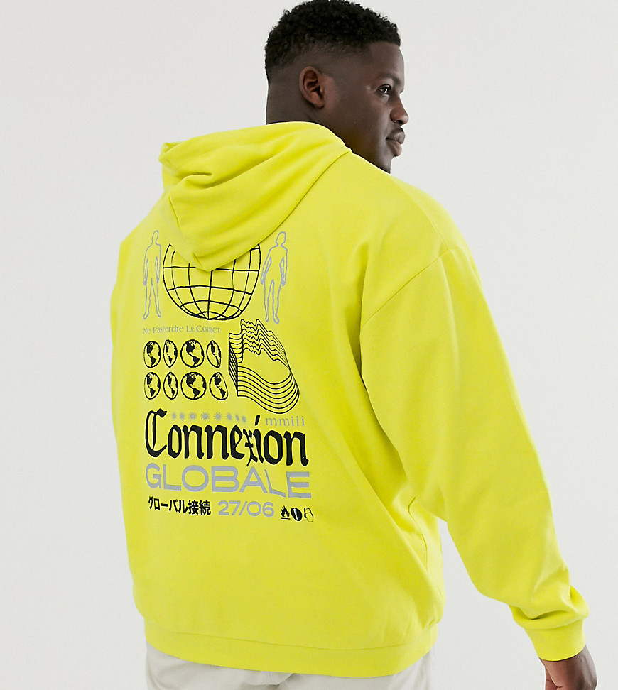 ASOS DESIGN Plus oversized hoodie in bright green with global back print