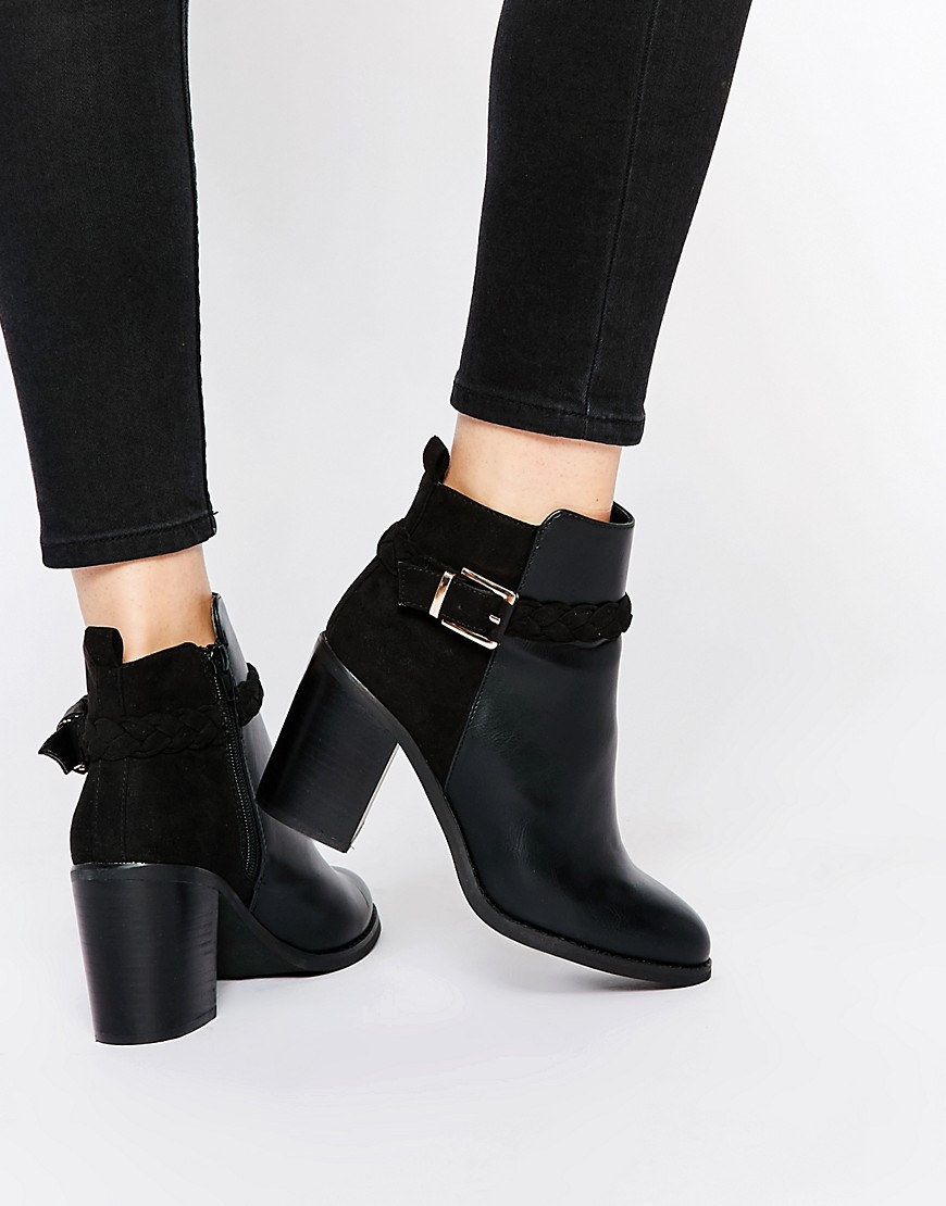 Miss KG | Miss KG Swift Black Block Heel Ankle Boot With Straps at ASOS