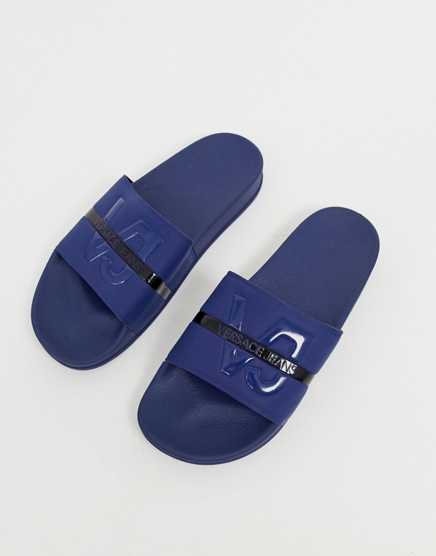 Versace Jeans sliders with blue sole
