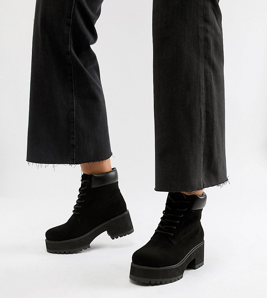 ASOS DESIGN Wide Fit Bianca chunky lace up boots