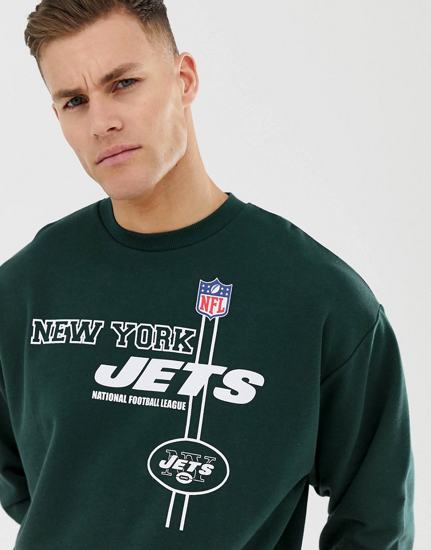 ASOS DESIGN - Oversize-Sweatshirt mit NFL New York Jets-Print - Grün