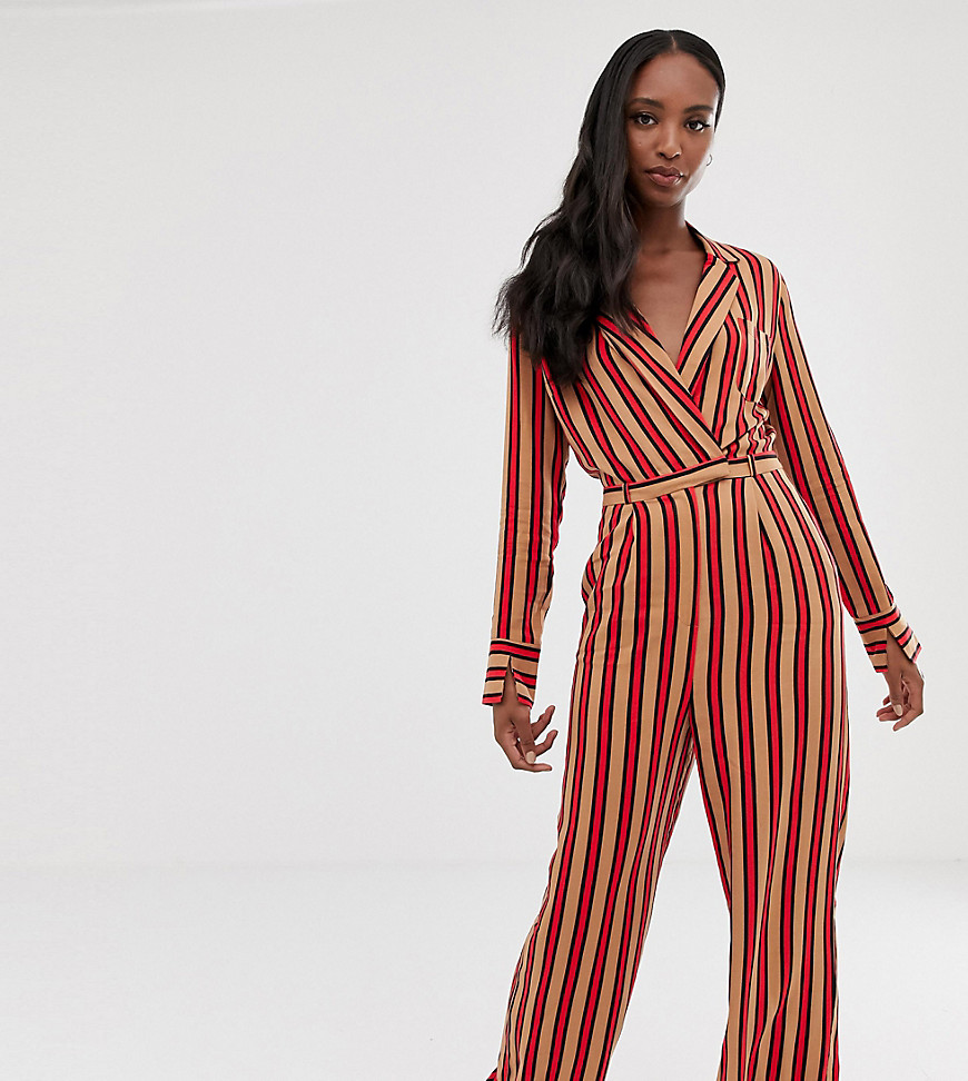 COLLUSION Tall stripe wrap jumpsuit