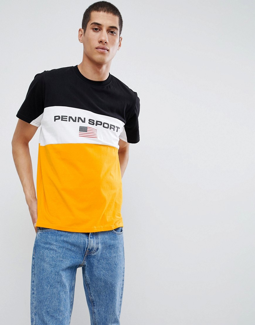 Penn Sport t-shirt in yellow with block panels