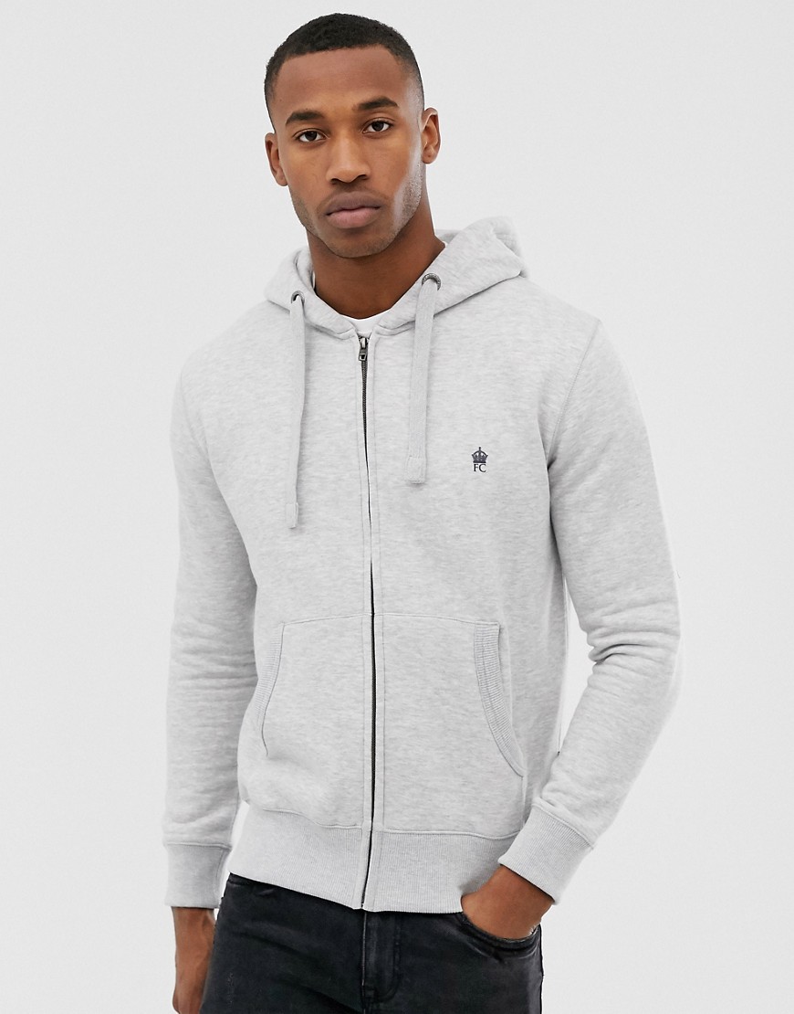 French Connection logo zip through hoodie