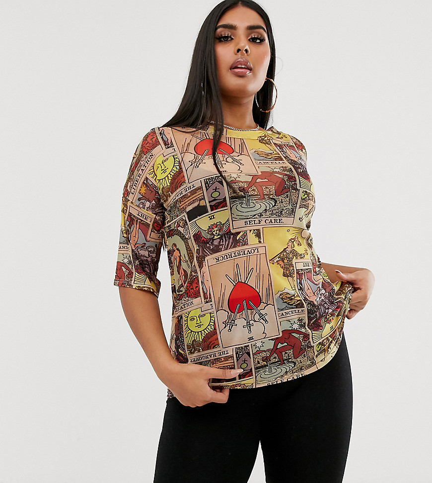 New Girl Order Curve oversized t-shirt in printed mesh