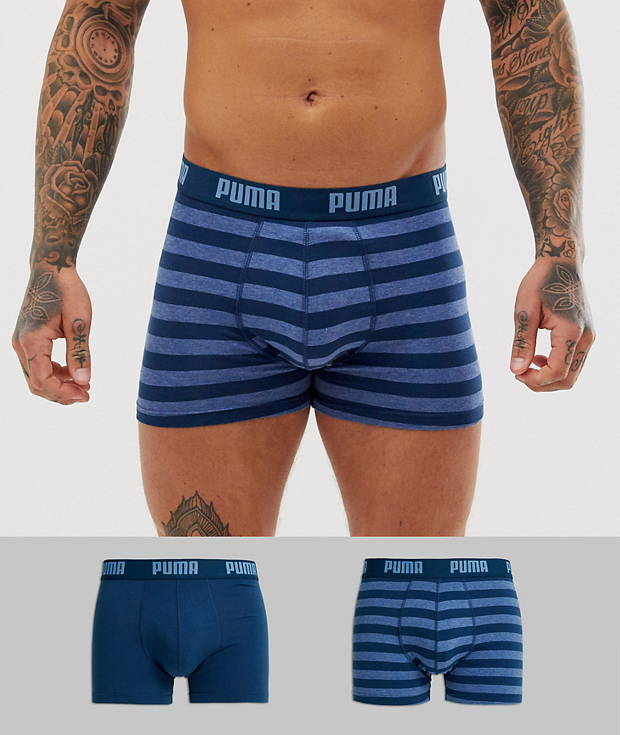 Puma 2 pack stripe boxers in navy