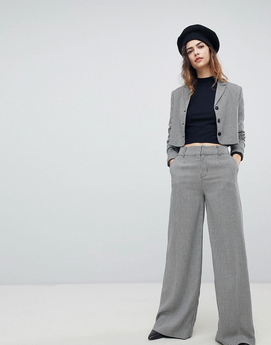Unique 21 Wide Leg Trouser In Dogtooth Co-Ord