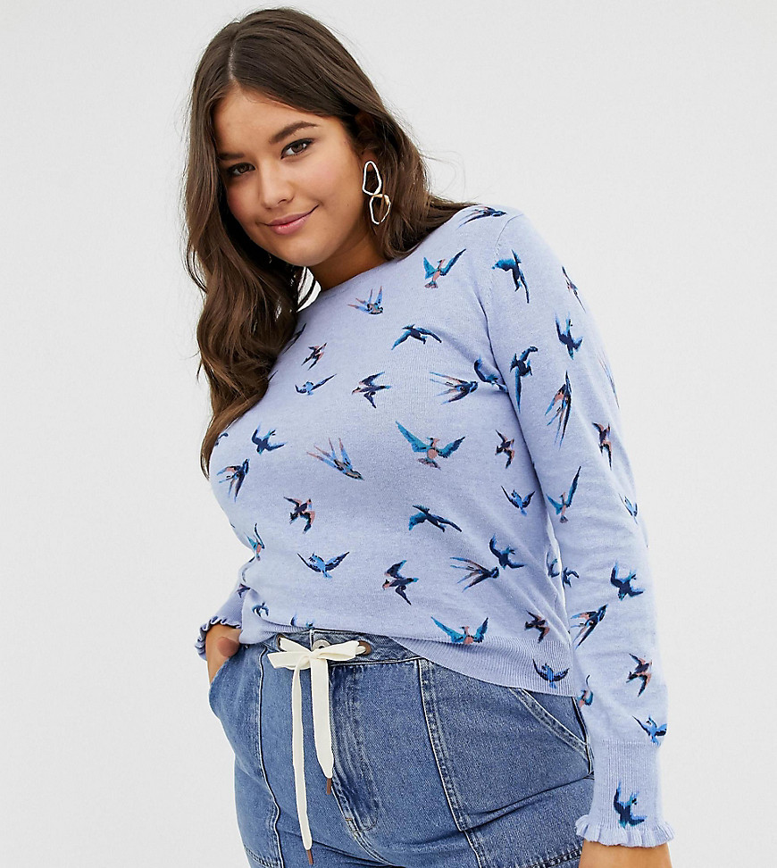 Oasis Curve bird print jumper