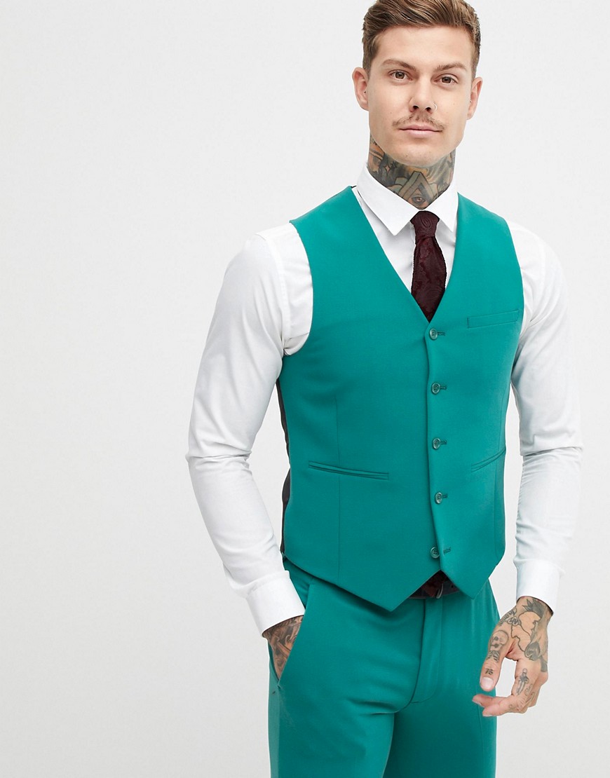 ASOS DESIGN super skinny suit waistcoat in green