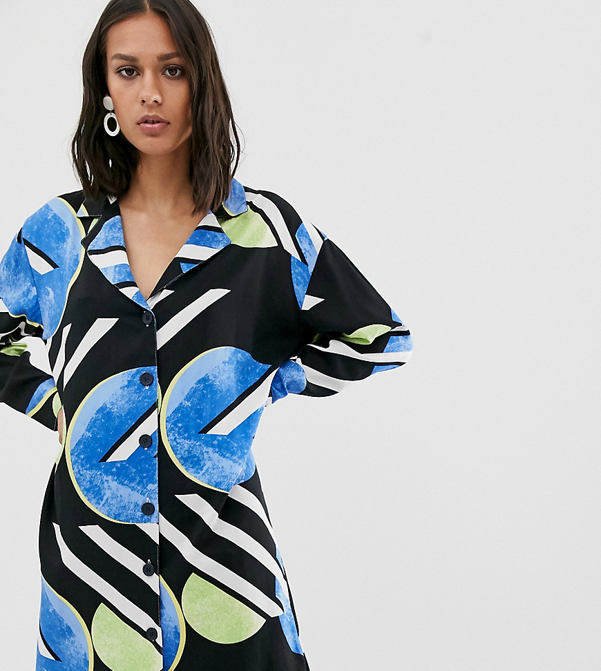Native Youth exclusive shirt dress in abstract spot print