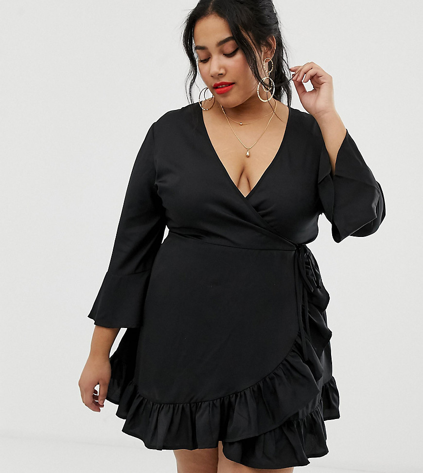 Influence Plus wrap dress with frill detail