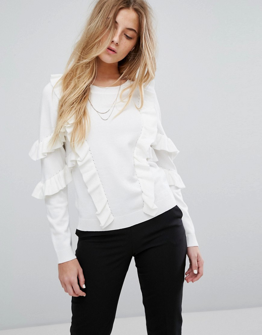Suncoo Jumper With Frill - Blanc casse