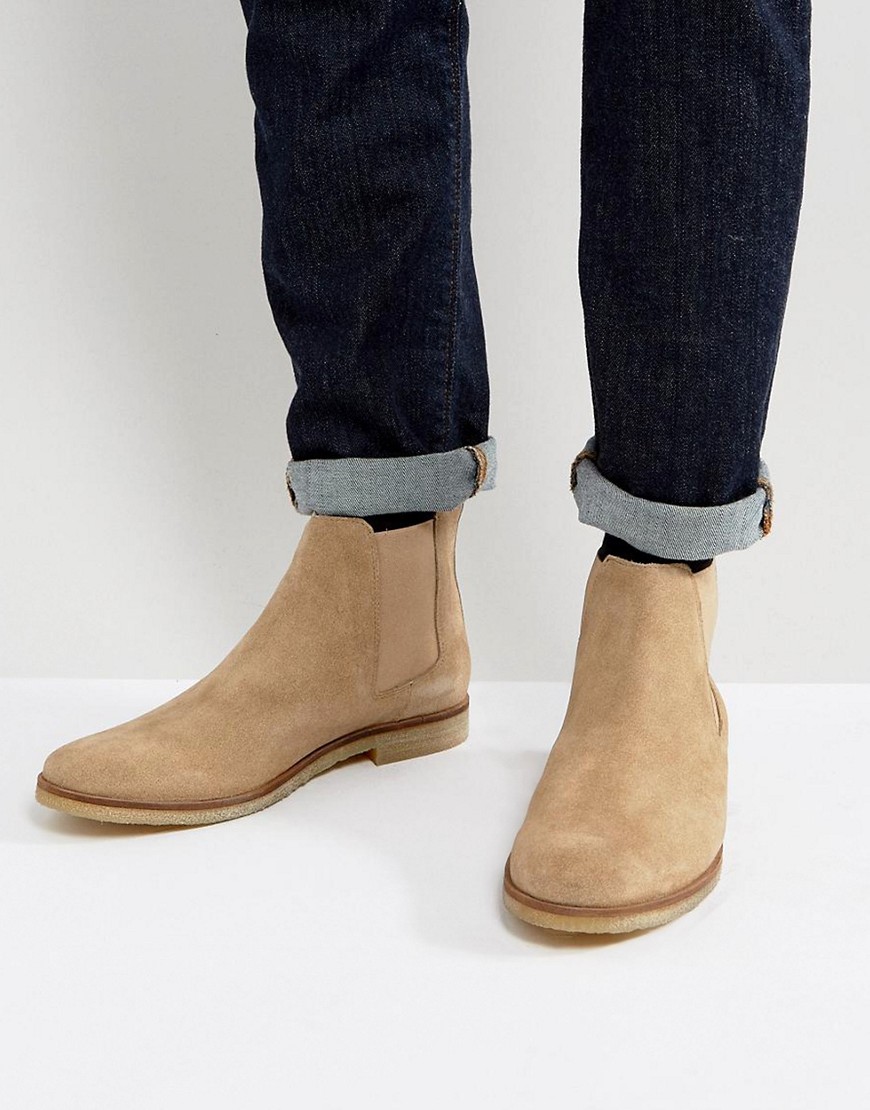 Walk London Hornchurch Suede Chelsea Boots - Stone