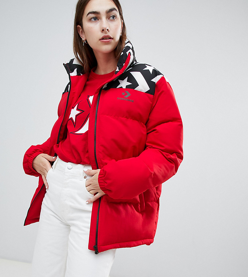 Converse Oversized Exclusive Red Padded Jacket - Red
