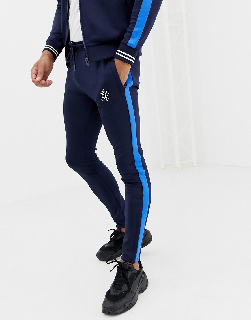 Gym King skinny joggers in navy with side stripe