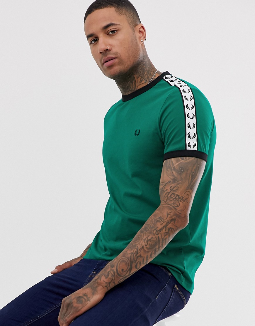 Fred Perry Sport graphic taped ringer t-shirt in green