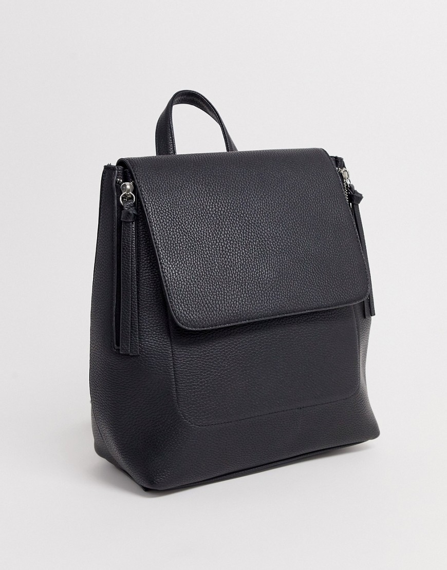 Stradivarius backpack with zip detail in black