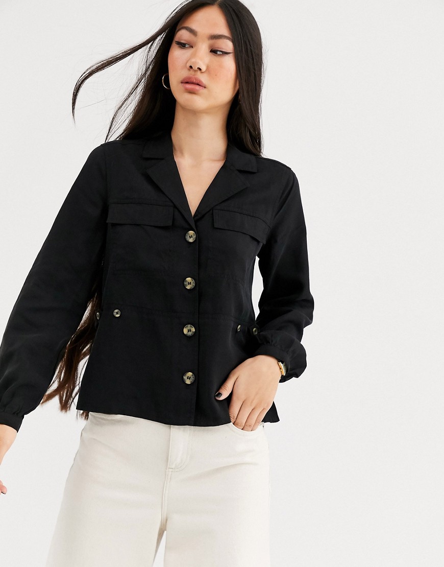 & Other Stories  button through utility blouse in black
