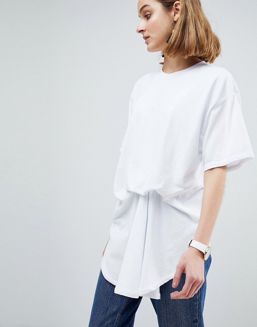ASOS WHITE 100% Organic Cotton Minimal Tuck T-Shirt - White