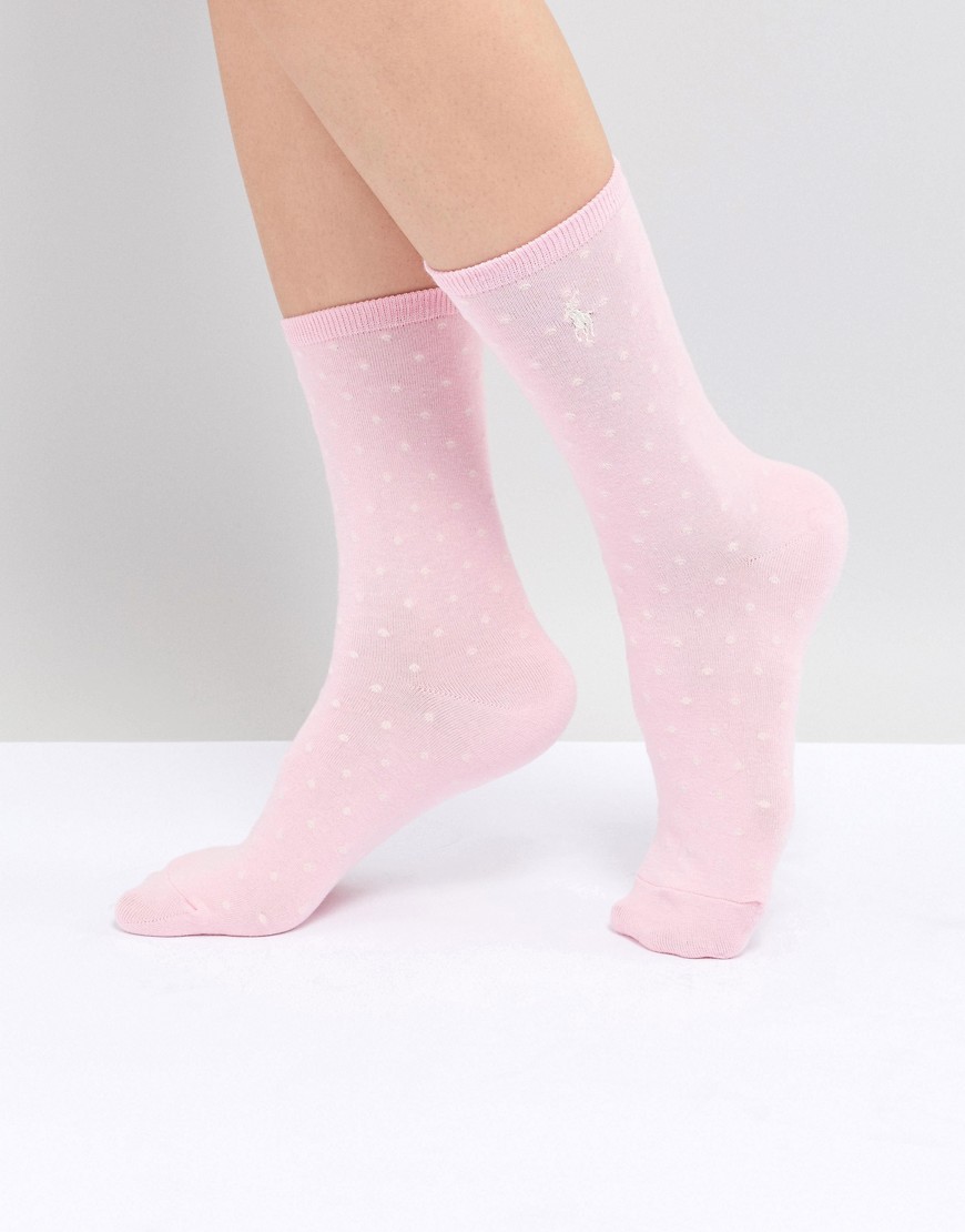 Polo Ralph Lauren Polka Dot Logo Ankle Socks - Pink