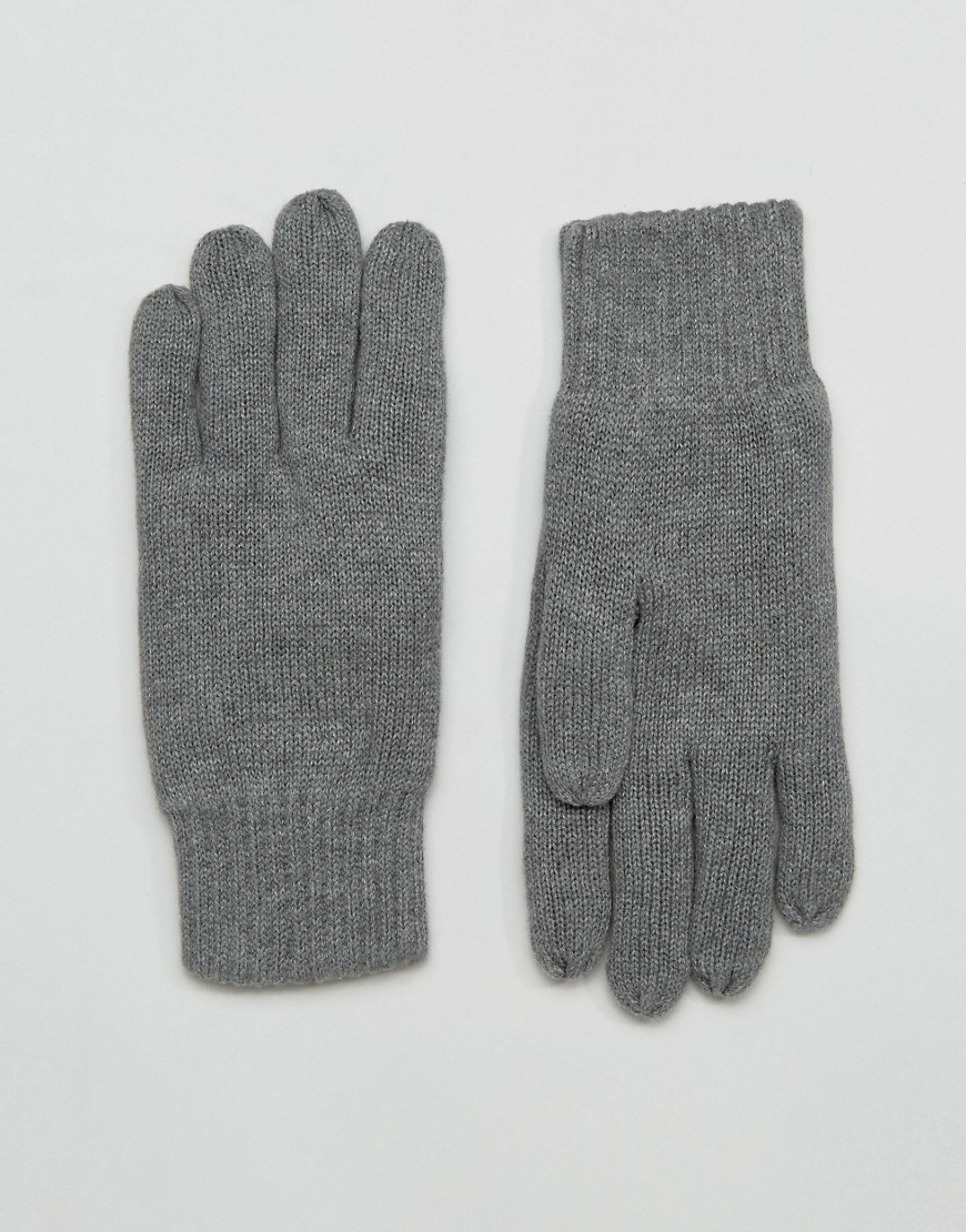 Серые перчатки Selected Homme Leth - Серый 
