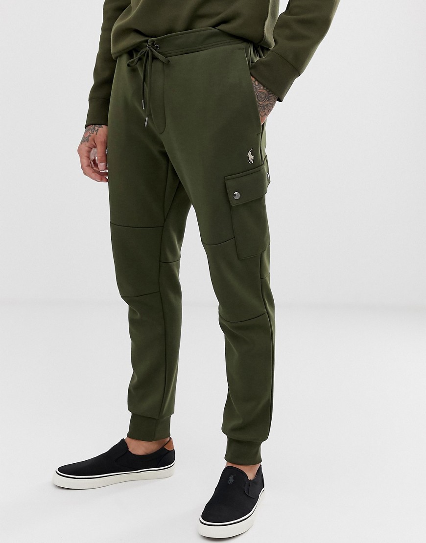 Polo Ralph Lauren player logo double tech cuffed cargo joggers in olive green