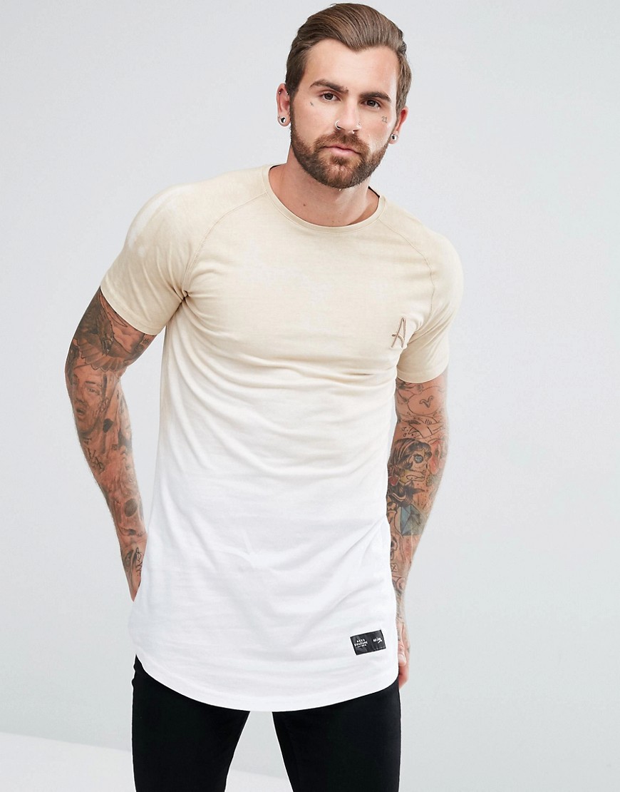 Aces Couture Muscle T-Shirt In Stone With Fade - Stone