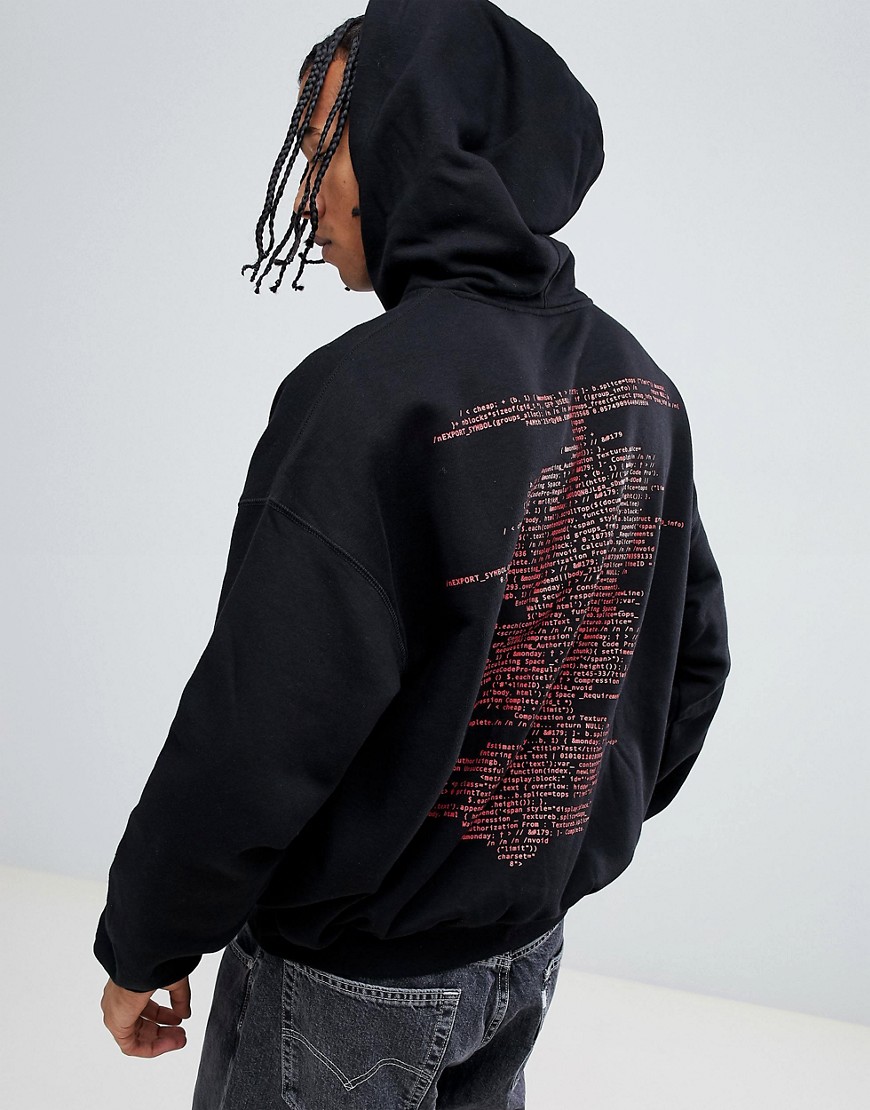 Cheap Monday Logo Oversized Hoodie with Back Print - Black