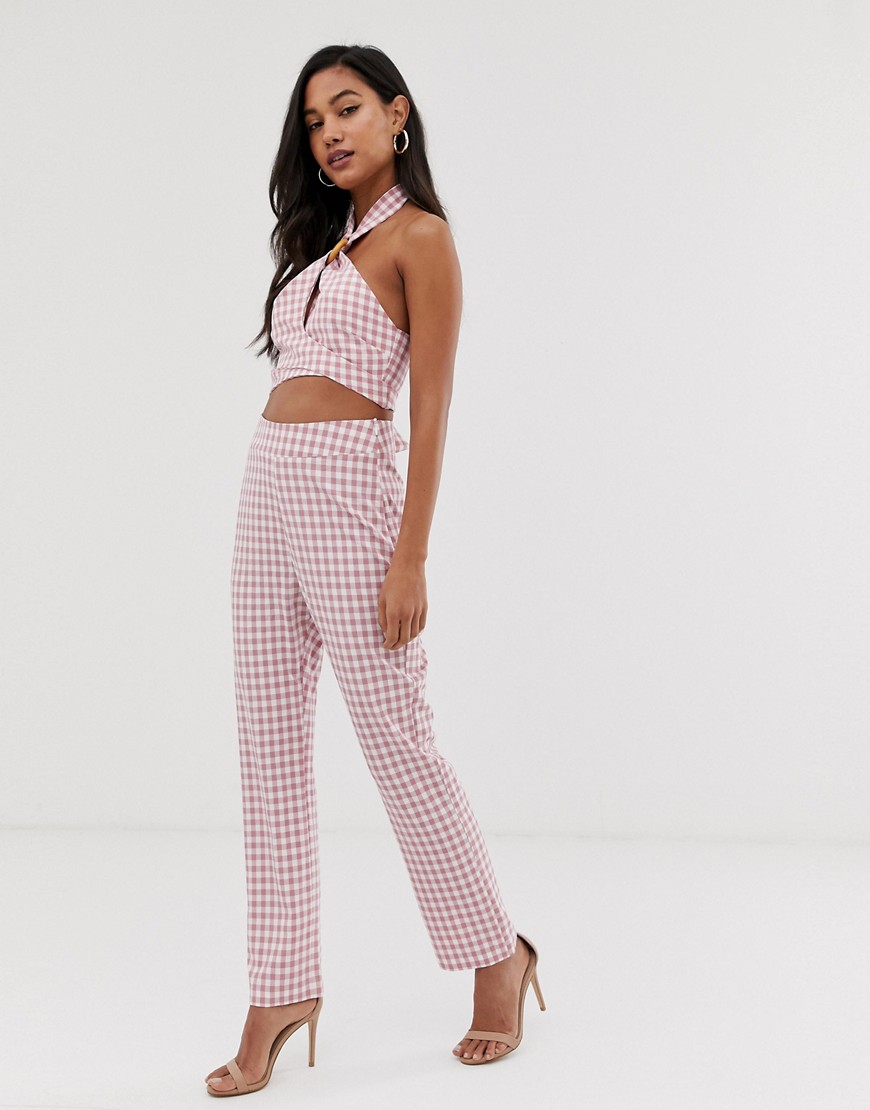 Fashion Union slim trousers in gingham co-ord