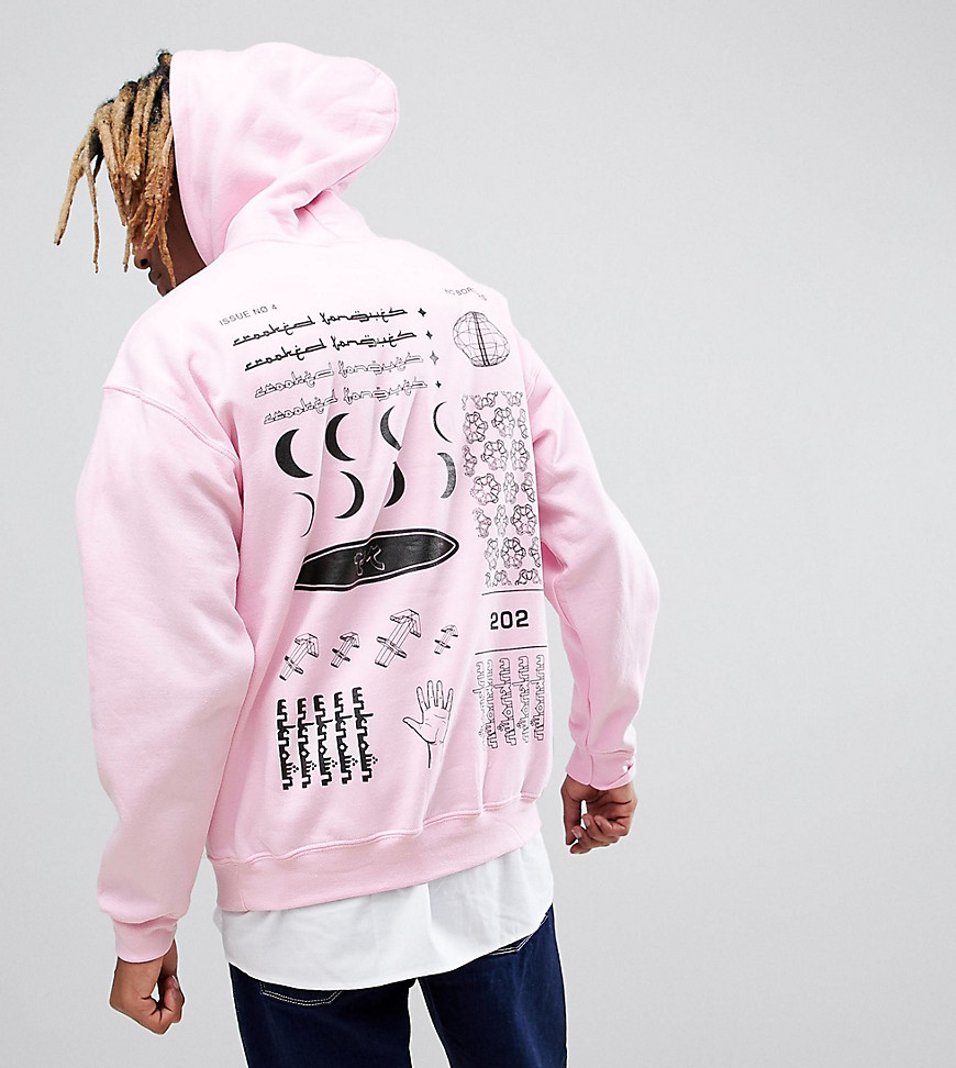 Crooked Tongues Hoodie In Pink With Symbol Print - Pink