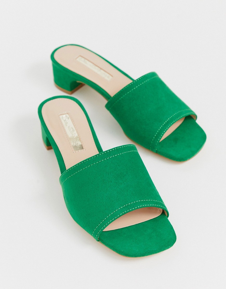Miss Selfridge mules with low heel in green