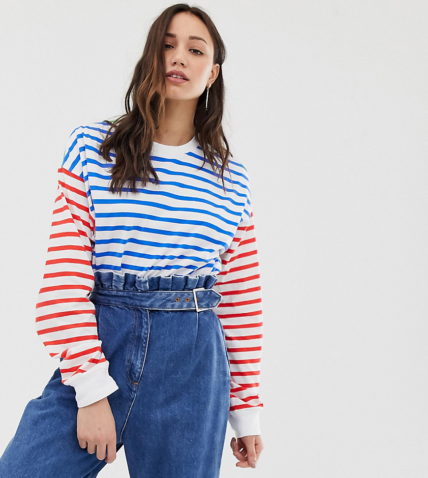ASOS DESIGN Tall t-shirt in cut about stripe