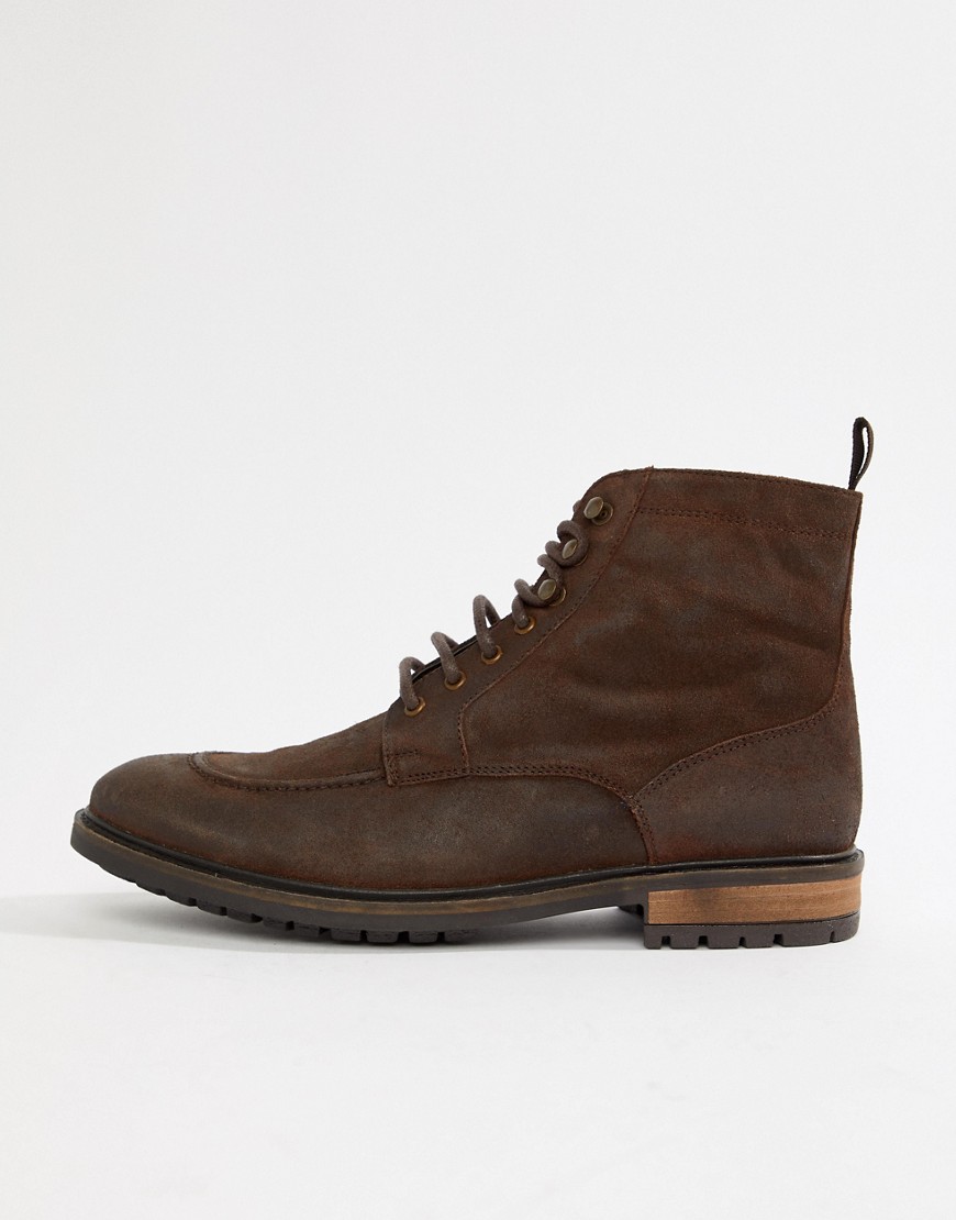 Silver Street Chunky Lace Up Boot in Brown