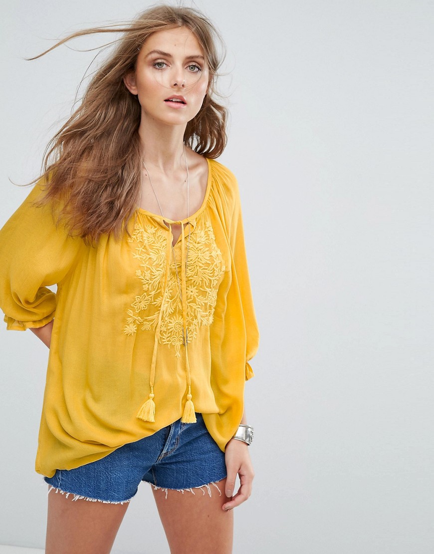 Блузка с завязкой и кисточками Deby Debo Libellule - Желтый 
