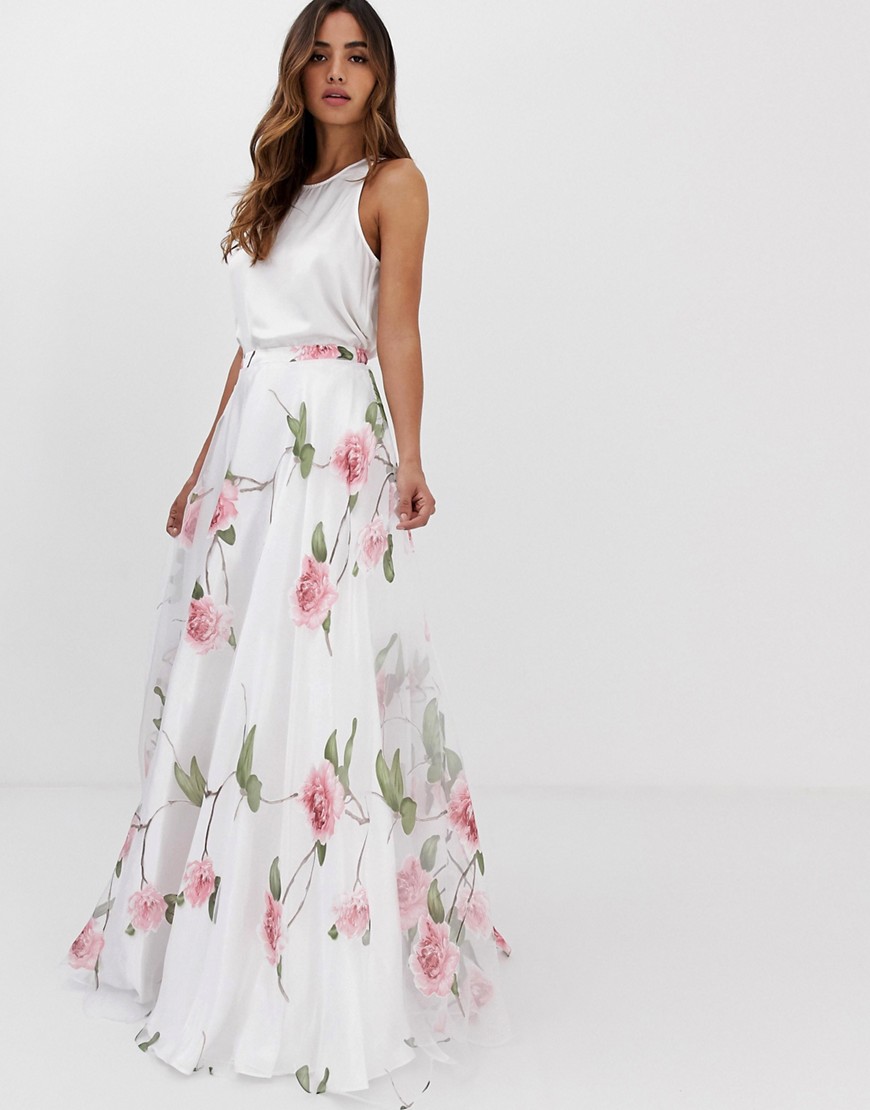 Jovani Floral Seperate A Line Maxi Skirt with Top