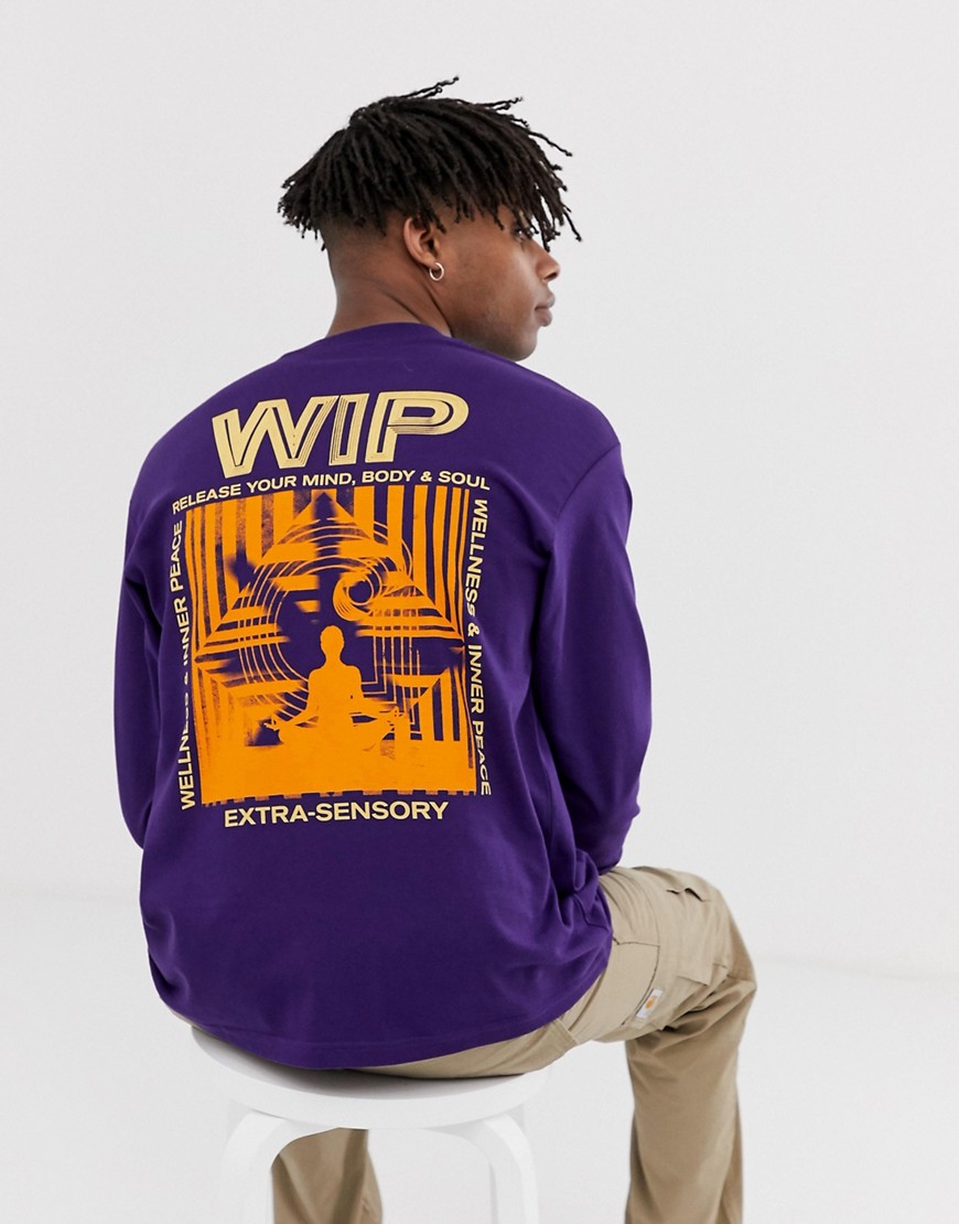 Carhartt WIP long sleeve Mind t-shirt with back print in violet