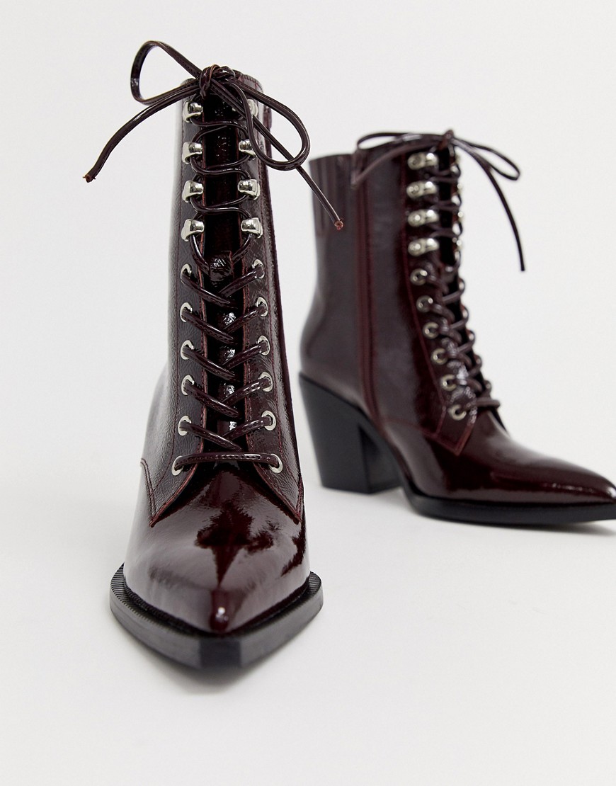 Jeffrey Campbell Elmace lace up heel leather boot