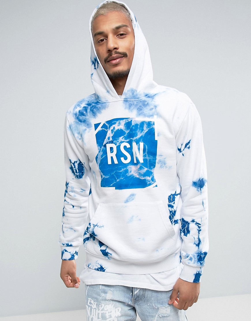 Reason Hoodie In Marble Wash With Logo - White