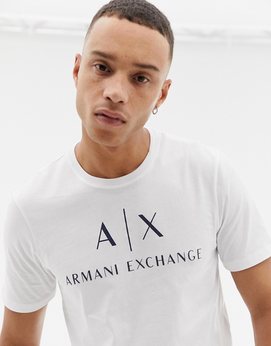 Armani Exchange slim fit AX chest logo t-shirt in white