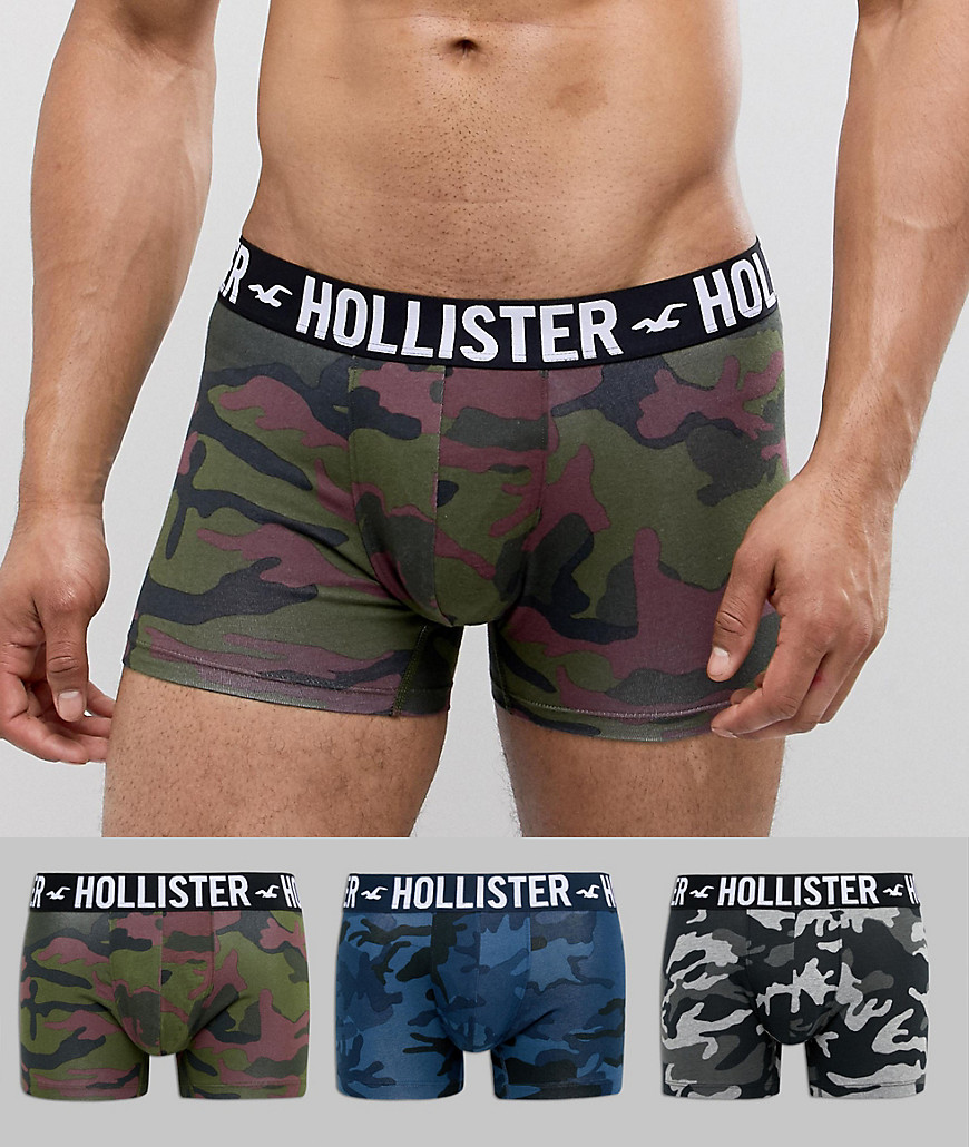 Hollister 3 pack camo print trunks in red/blue/black - Colored camo