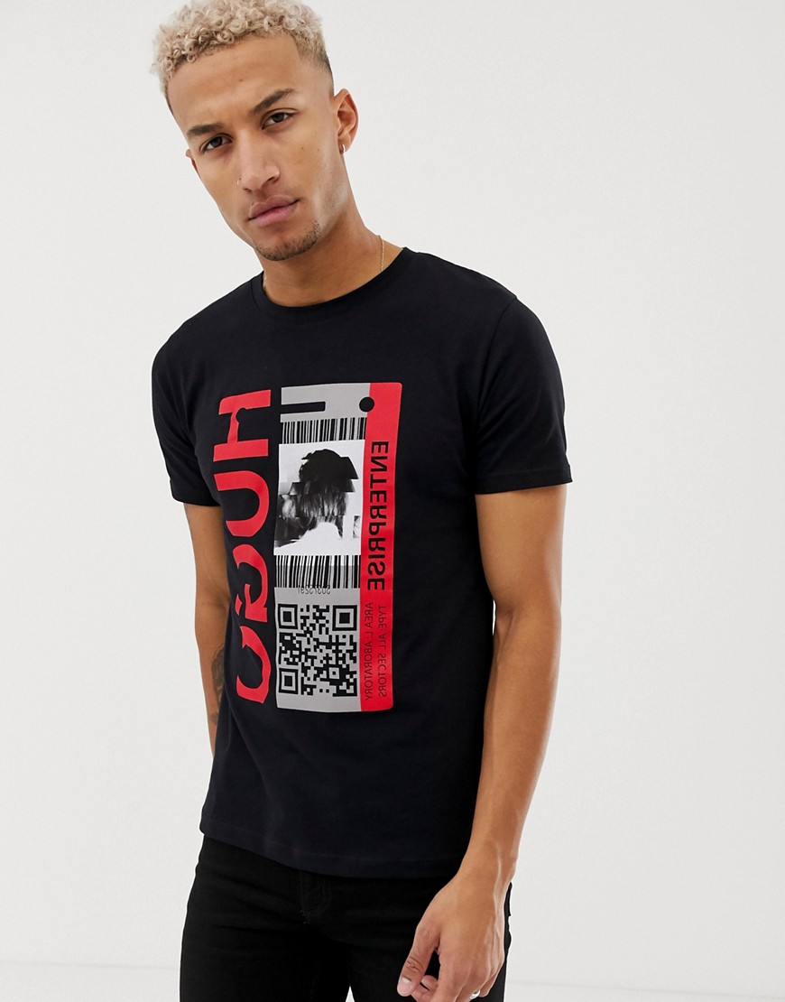HUGO Didentity large graphic print t-shirt in black