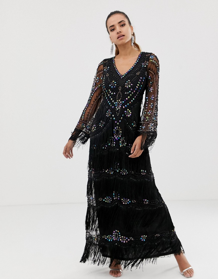 Starry Eyed long sleeve maxi dress with embellished detail