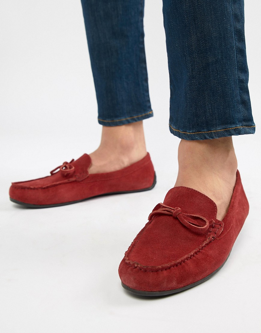 KG By Kurt Geiger Driving Shoes In Red Suede