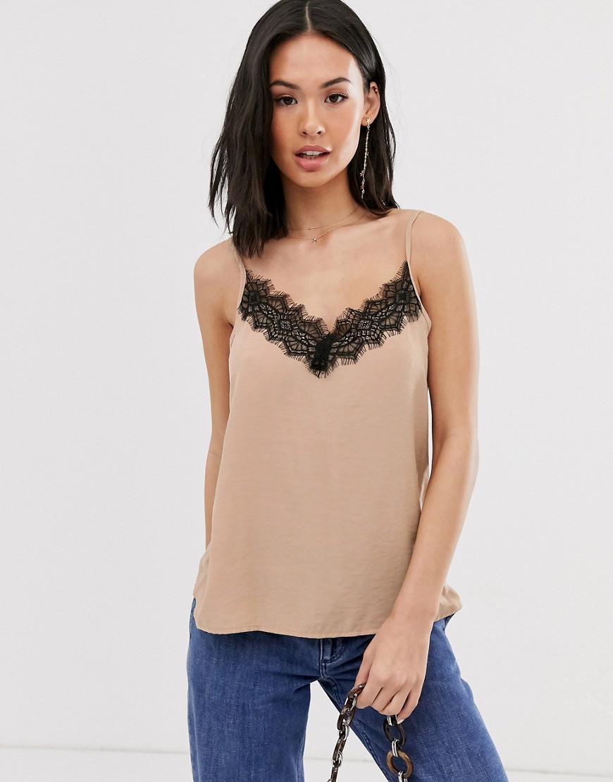 Pimkie lace detail cami in brown