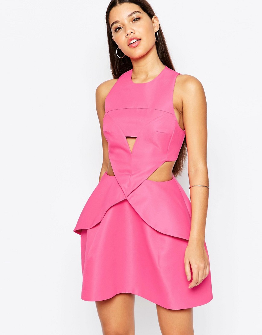AQ/AQ Daria Mini Dress With Pleat Front - Pretty pink