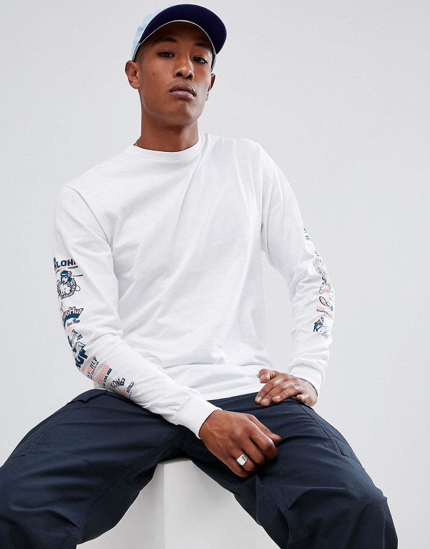 HUF collage long sleeve t-shirt with sleeve print in white
