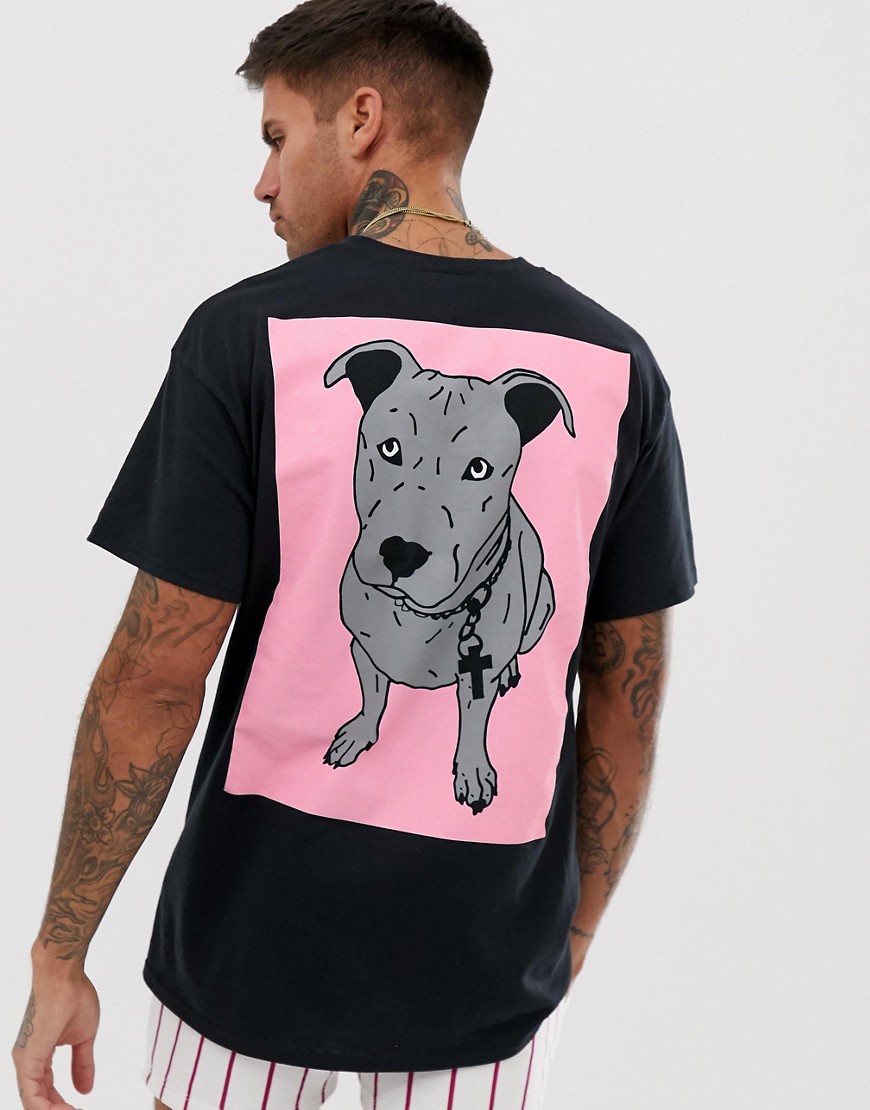 New Love Club dog back print t-shirt in oversized